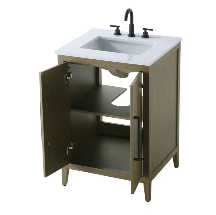 EMERSON - 24" Floor Standing Bathroom Vanity, Marble Countertop ( 3 colors available)