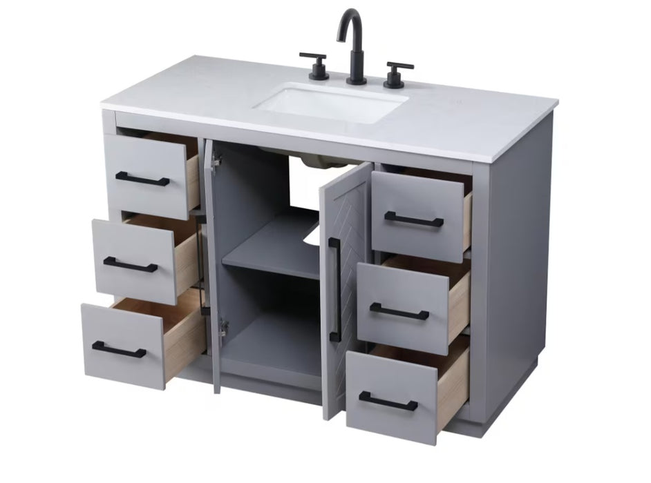 ASHTON- 48" Floor Standing Bathroom Vanity, Marble Countertop ( 3 colors available)