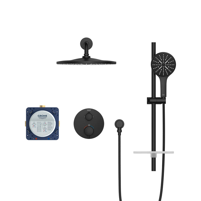 GROHE - RAINSHOWER GrohTherm 2-Handle Thermostatic Dual Function Round Shower Kit