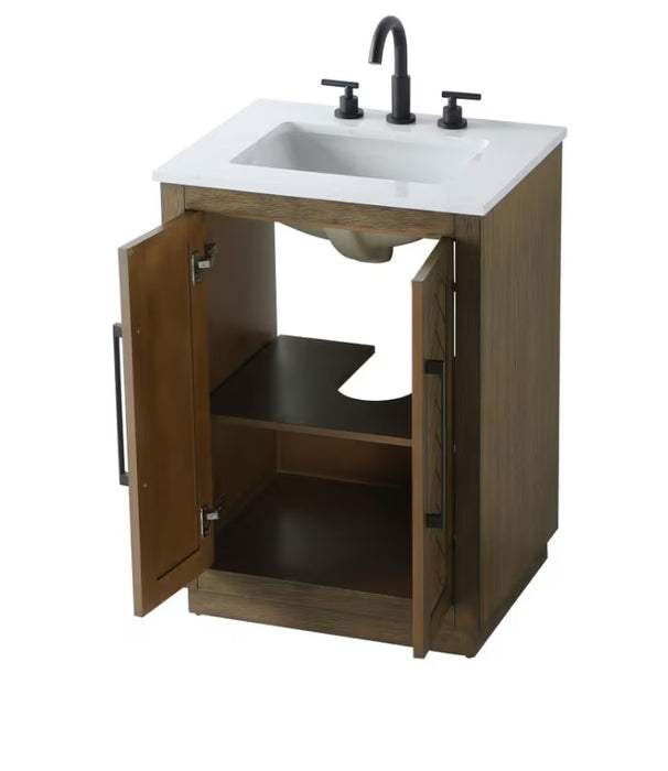 ASHTON- 24" Floor Standing Bathroom Vanity, Marble Countertop ( 3 colors available)