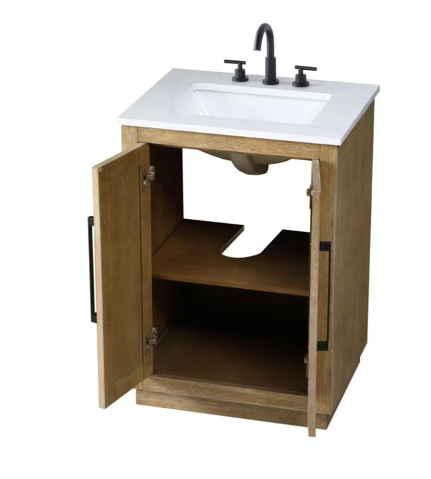 ASHTON- 24" Floor Standing Bathroom Vanity, Marble Countertop ( 3 colors available)