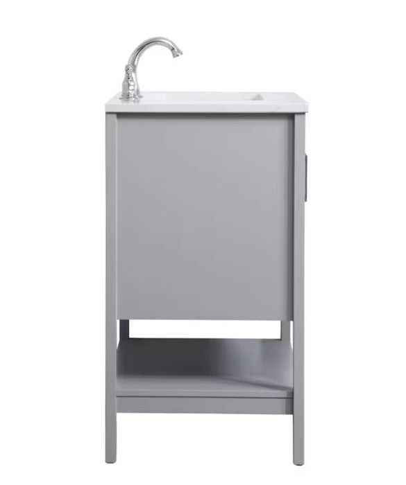ELEGANT 24" x 19" Grey , Floor Standing Modern Bathroom Vanity, Quartz Countertop