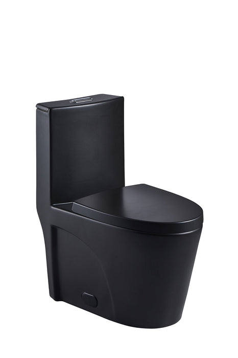 LUNA SERIES- LIRO,  BLACK One Piece Fully Skirted, Elongated toilet 12" Rough