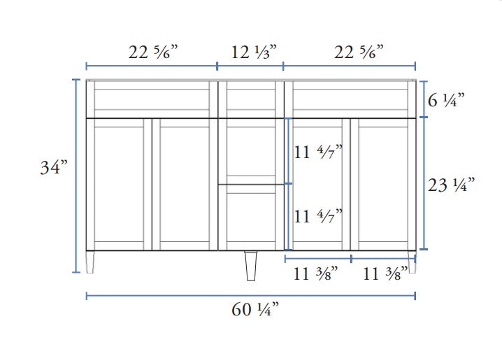 Classic- 60" Double Sink Canadian Made Bathroom Vanity With Quartz Countertop