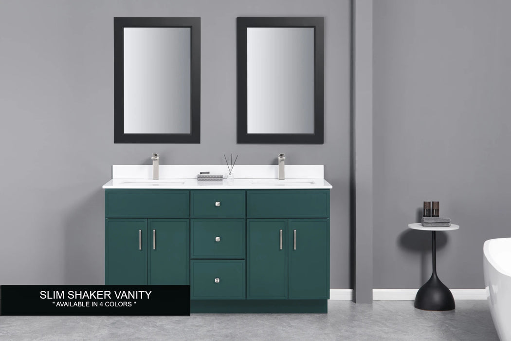 Nova- 60" Double Sink ,Slim Shaker (4 colors ) Bathroom Vanity With Quartz Countertop