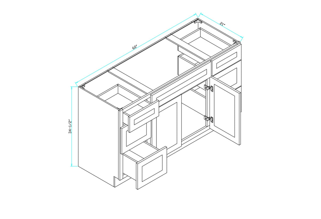 Nova- 60" Single sink Bathroom Vanity (3 colors ) With Quartz Countertop