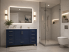 ROSE - 60" SINGLE SINK Navy Blue, Solid Wood Floor Standing Bathroom Vanity , Quartz Countertop - Construction Commodities Supply Inc.