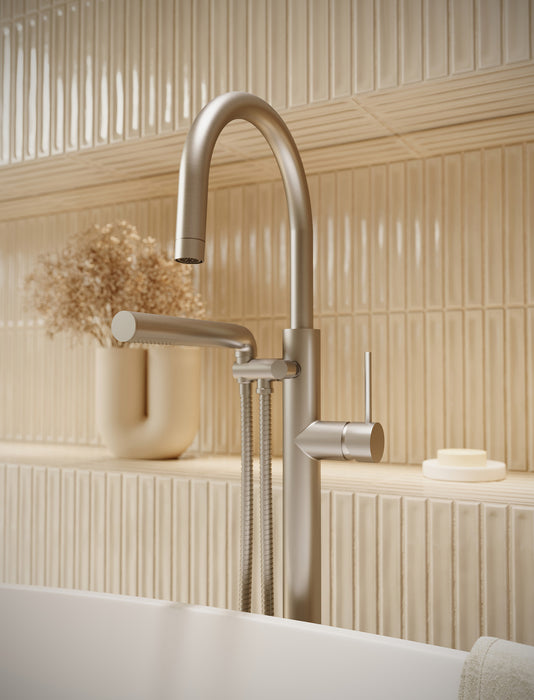 AQUABRASS -Umix Floormount Tub Filler (5 FINISH AVAILABLE ) - Construction Commodities Supply Inc.