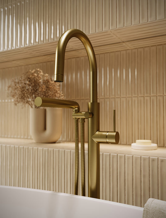 AQUABRASS -Umix Floormount Tub Filler (5 FINISH AVAILABLE ) - Construction Commodities Supply Inc.