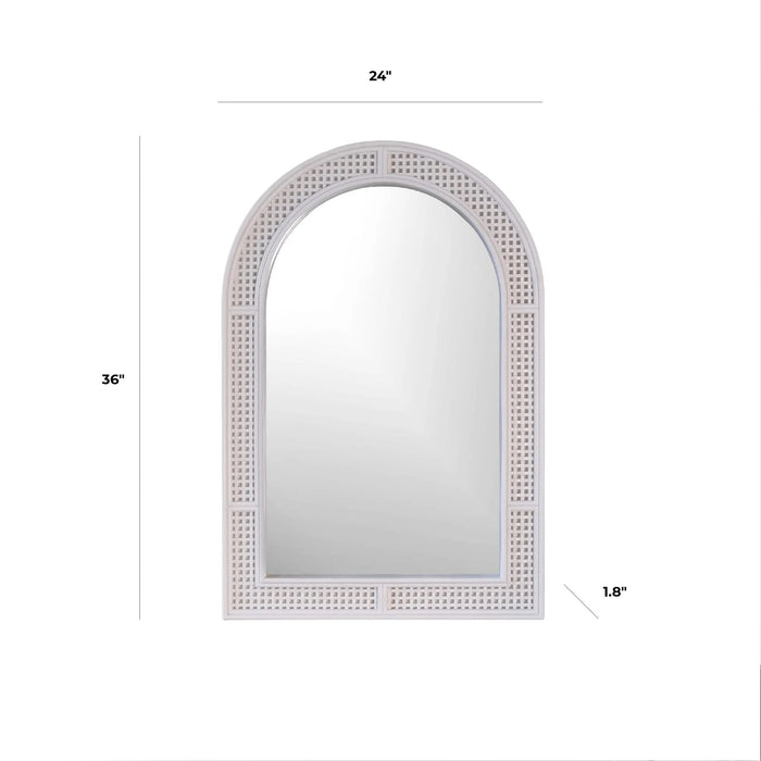 Rattan White Arched Mirror, 24x36