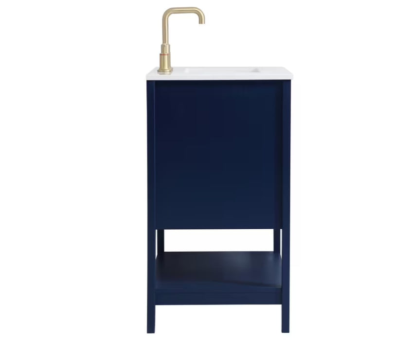 ELEGANT 24" x 19" Navy Blue , Floor Standing Modern Bathroom Vanity, Quartz Countertop
