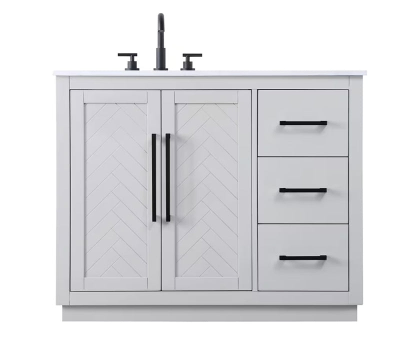 ASHTON- 42" Floor Standing Bathroom Vanity, Marble Countertop ( 3 colors available)