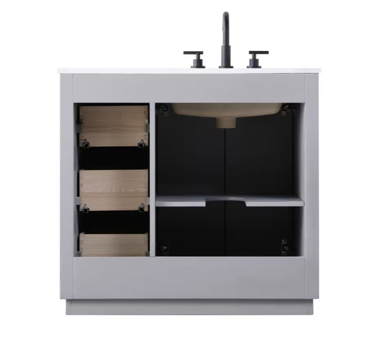 ASHTON- 42" Floor Standing Bathroom Vanity, Marble Countertop ( 3 colors available)