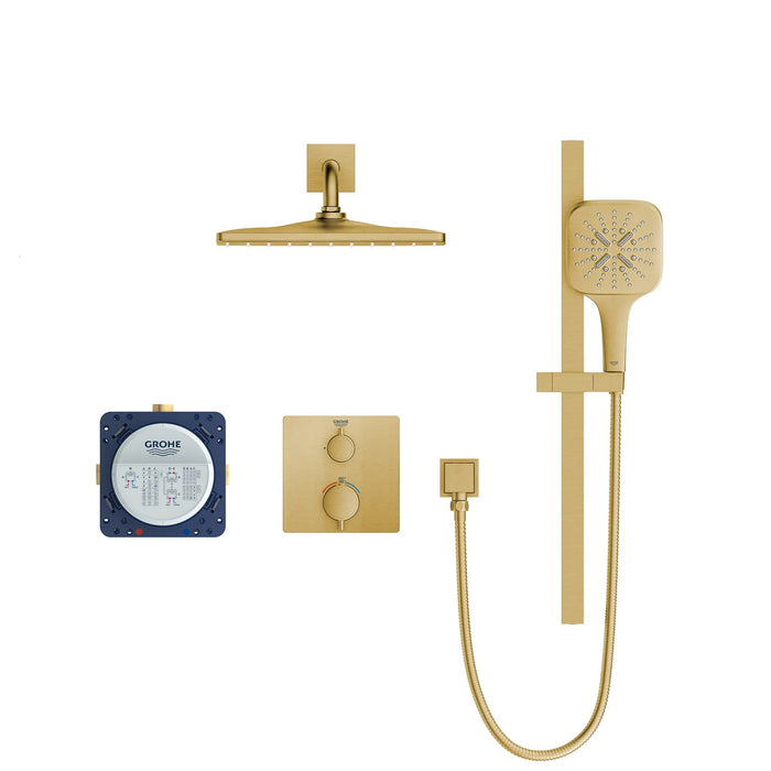 GROHE - RAINSHOWER  GrohTherm 2-Handle Thermostatic Single Function Square Shower Kit