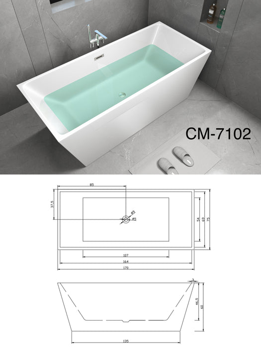 CM7102 - 67" Composite Acrylic Free Standing Bathtub *** PICKUP IN STORE ONLY***