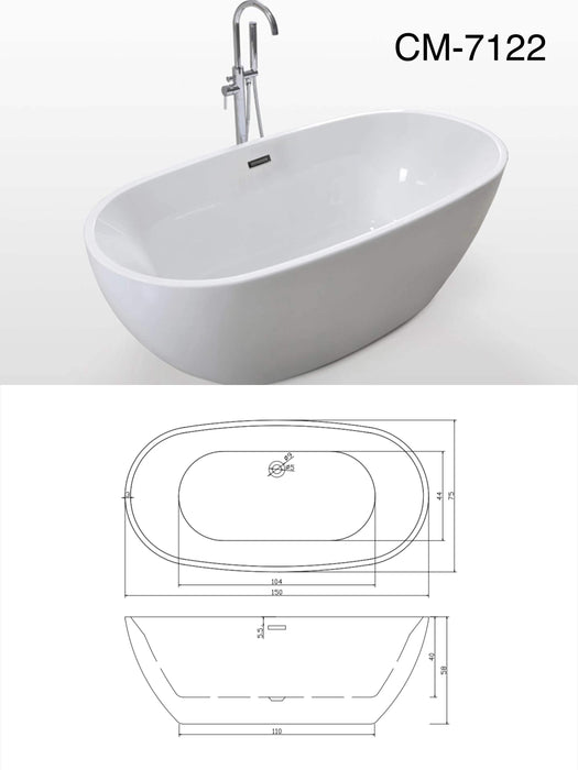 CM7122 - 59" Composite Acrylic Free Standing Bathtub *** PICKUP IN STORE ONLY***