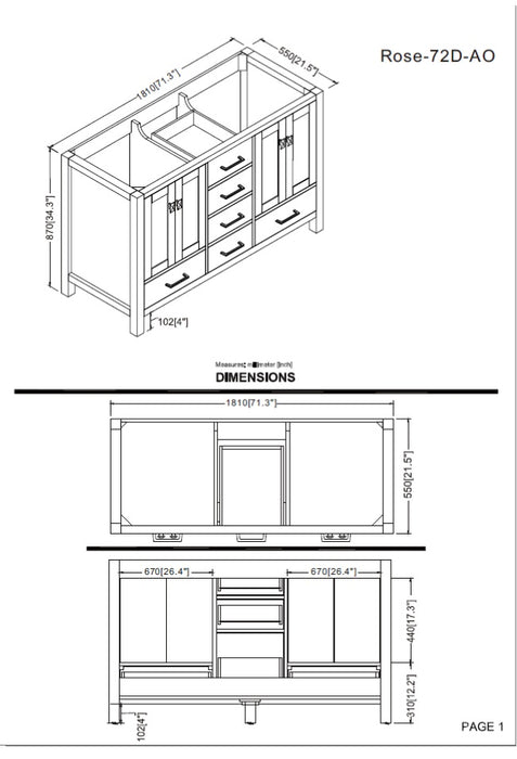 Rose- 72" Antique Oak ,Solid Wood Double Sink Floor Standing Modern Bathroom Vanity, Quartz Countertop  ( PRE-ORDER NOW , ETA: 2026-06-10) - Construction Commodities Supply Inc.