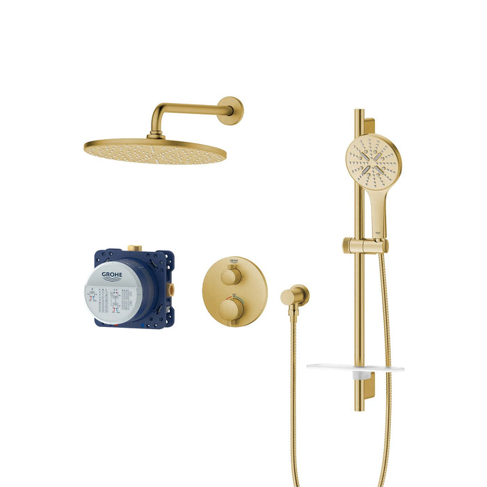 GROHE - RAINSHOWER GrohTherm 2-Handle Thermostatic Dual Function Round Shower Kit