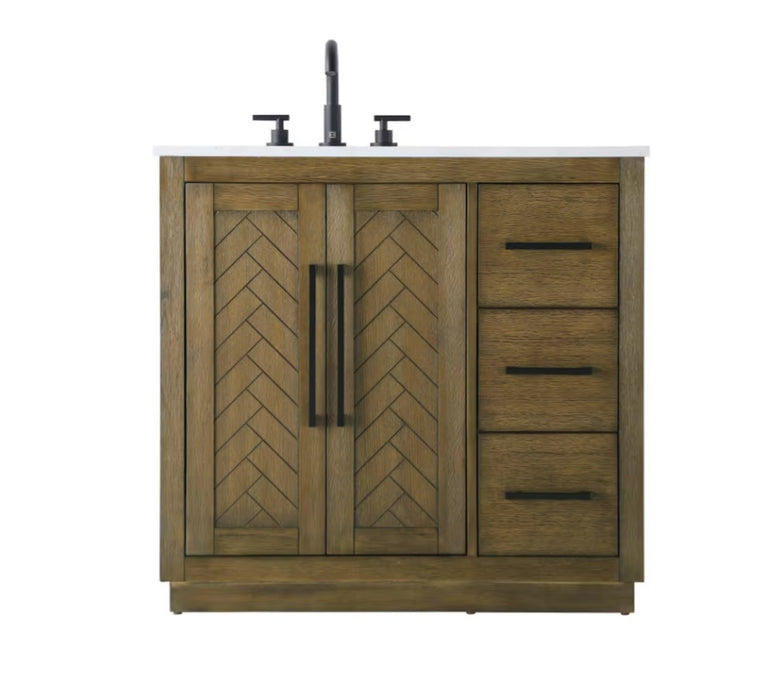 ASHTON- 36" Floor Standing Bathroom Vanity, Marble Countertop ( 3 colors available)