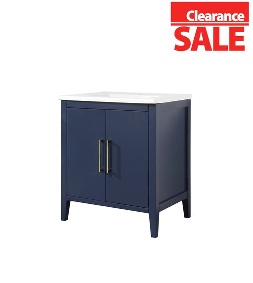 Aura - 30"  Navy Blue, Floor Standing Modern Bathroom Vanity with White Quartz Countertop, Brushed Gold Handles.***PICK UP ONLY *** - Construction Commodities Supply Inc.