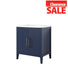 Aura - 30"  Navy Blue, Floor Standing Modern Bathroom Vanity with White Quartz Countertop, Brushed Gold Handles.***PICK UP ONLY *** - Construction Commodities Supply Inc.