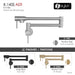 STYLISH-ASTI Wall Mount Pot Filler Folding Stretchable with Single Hole Two Handles -STANLESS STEEL - Construction Commodities Supply Inc.