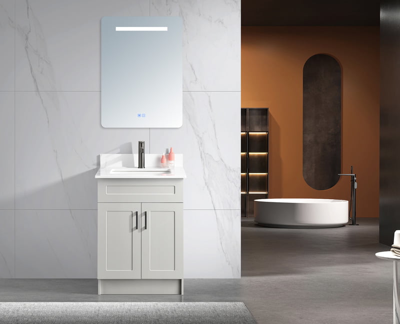 Violet -24",HDF Free standing Bathroom Vanity With Quartz Countertop ( available in 3 colors)