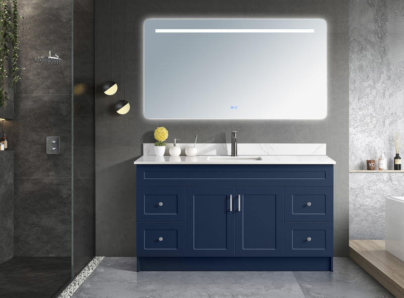 Violet -60" Single sink, HDF Free standing Bathroom Vanity With Quartz Countertop ( available in 3 colors)