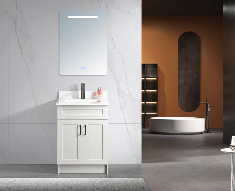 Violet -24",HDF Free standing Bathroom Vanity With Quartz Countertop ( available in 3 colors)