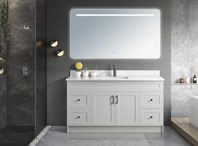 Violet -60" Single sink, HDF Free standing Bathroom Vanity With Quartz Countertop ( available in 3 colors)