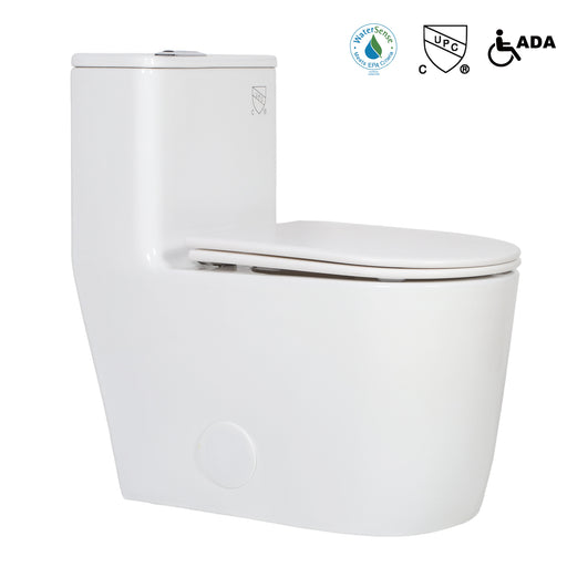 LUVIA 2184 - Premium Quality ceramic one piece elongated toilet with skirted trapway **PICK UP IN STORE ONLY** - Construction Commodities Supply Inc.