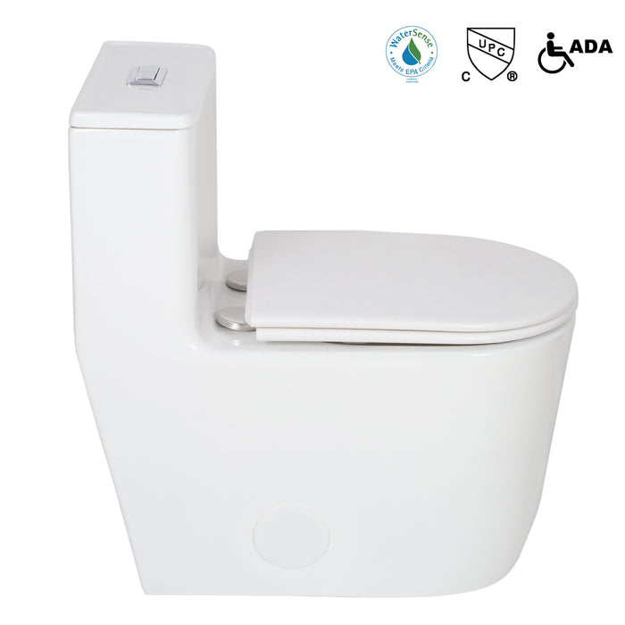 LUVIA 2184 - Premium Quality ceramic one piece elongated toilet with skirted trapway **PICK UP IN STORE ONLY** - Construction Commodities Supply Inc.