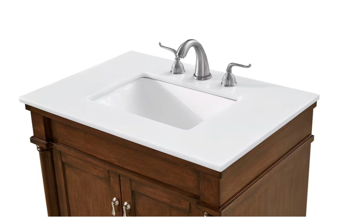 MODORA- 30" Walnut , Floor Standing Bathroom Vanity, Quartz Countertop