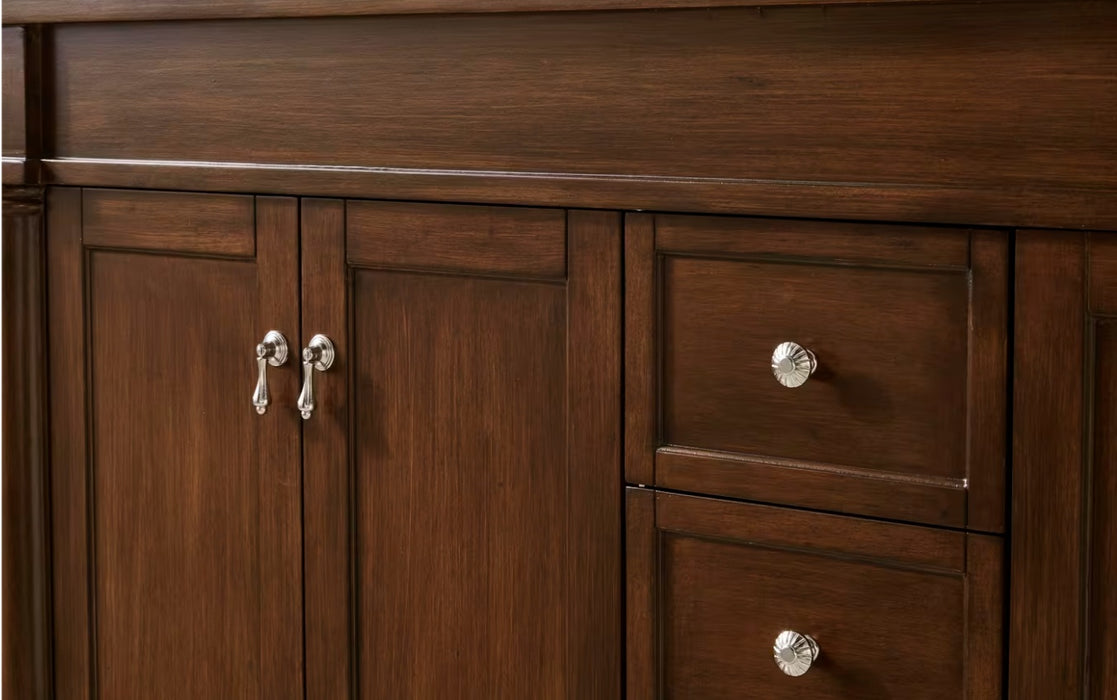 MODORA- 60" Double sink Walnut , Floor Standing Bathroom Vanity, Quartz Countertop