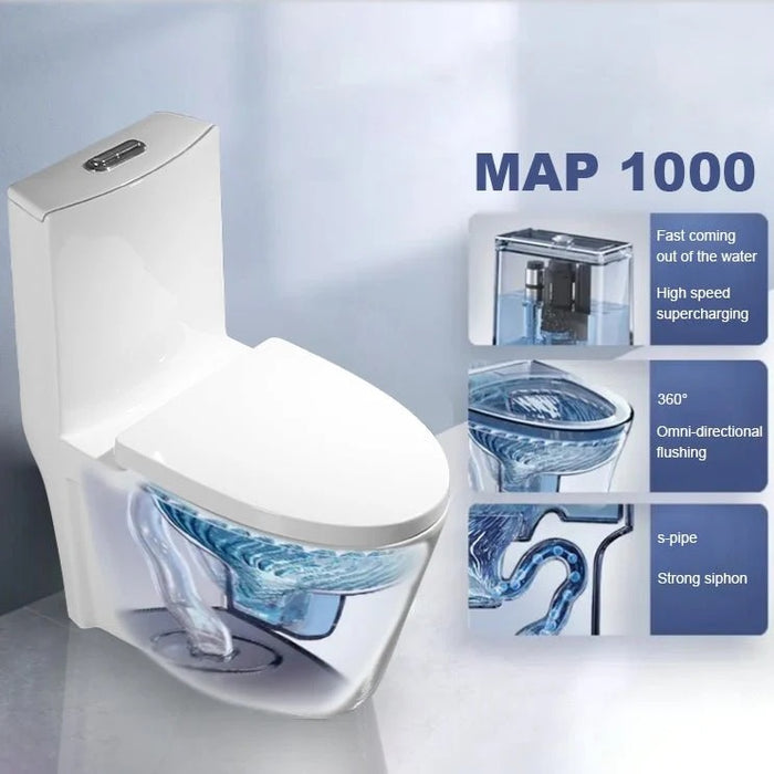 AQUA- 10014Siphonic One-Piece Toilet with Dual-Flush, North American Standard ** PICK UP IN STORE ONLY**