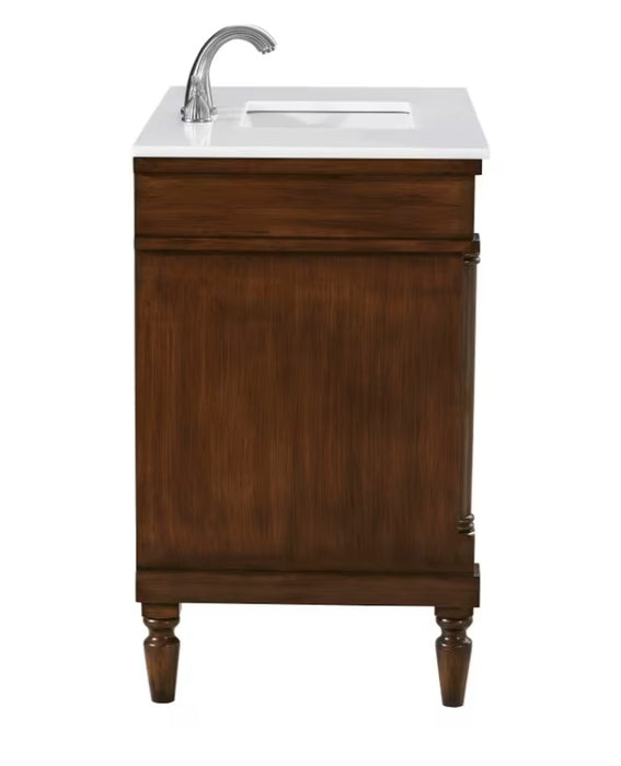 MODORA- 36" Walnut , Floor Standing Bathroom Vanity, Quartz Countertop