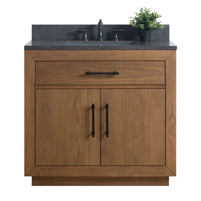 GLORIA- 36x22x34’’  Bathroom Vanity in Tan with Black Limestone Top