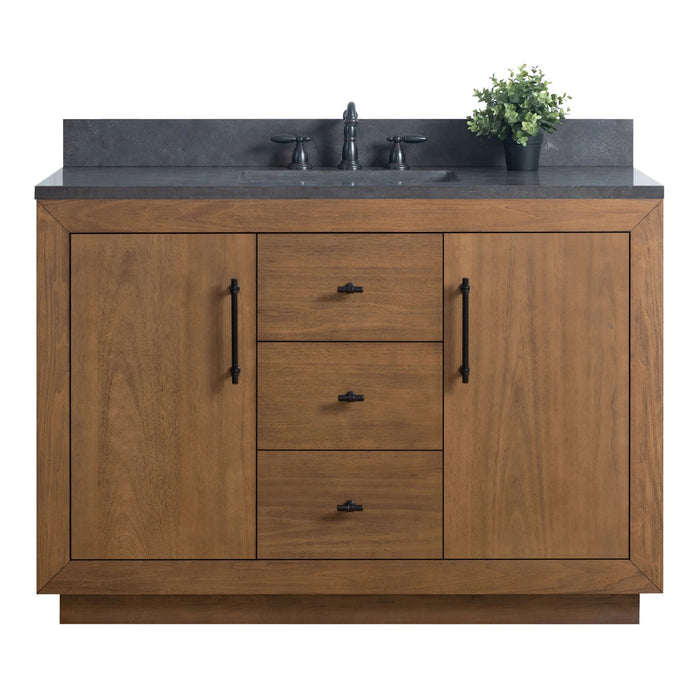 GLORIA- 48x22x34’’ Bathroom Vanity in Tan with Black Limestone Top