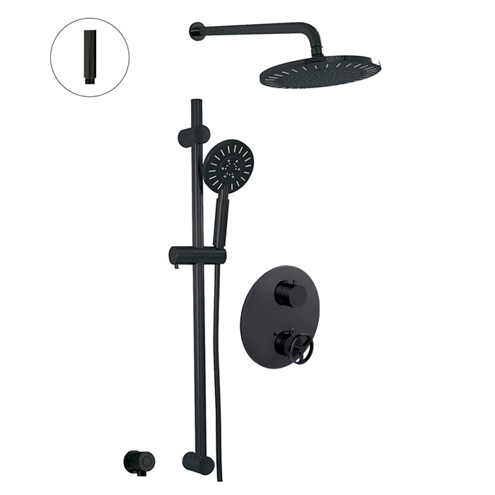 ALT 1840 Thermostatic shower system – 2 functions/Valve Included  (Black & Chrome )