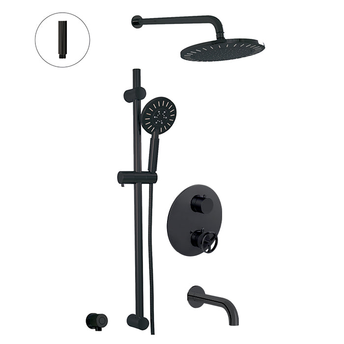 ALT 1840 Thermostatic shower system – 3 functions/Valve Included  (Black & Chrome )