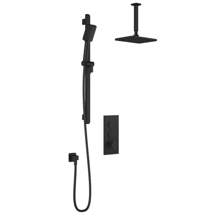 KALIA - SQUAREONE TB2 SHOWER SYSTEMS WITH WALL ARM or CEILING ARM- Matt Black