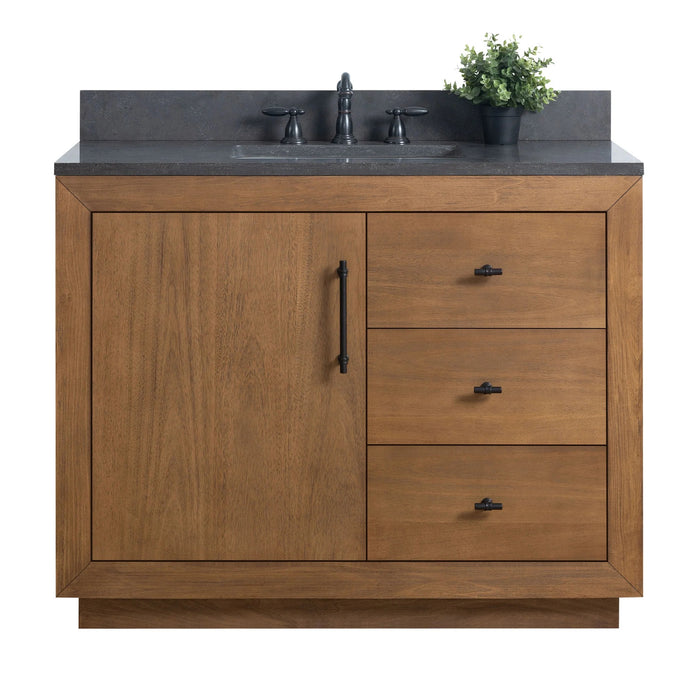 GLORIA- 42x22x34’’  Bathroom Vanity in Tan with Black Limestone Top
