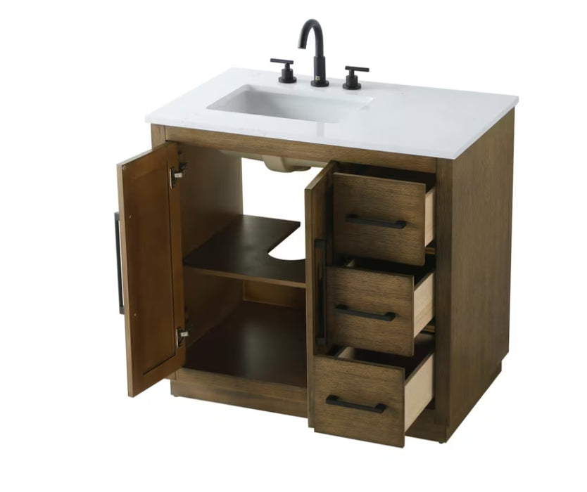 ASHTON- 42" Floor Standing Bathroom Vanity, Marble Countertop ( 3 colors available)