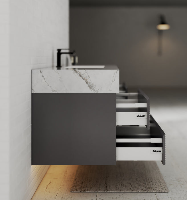 AQUA - 60" Single sink Charcoal Grey Wall Mount Vanity with Sintered Stone Top