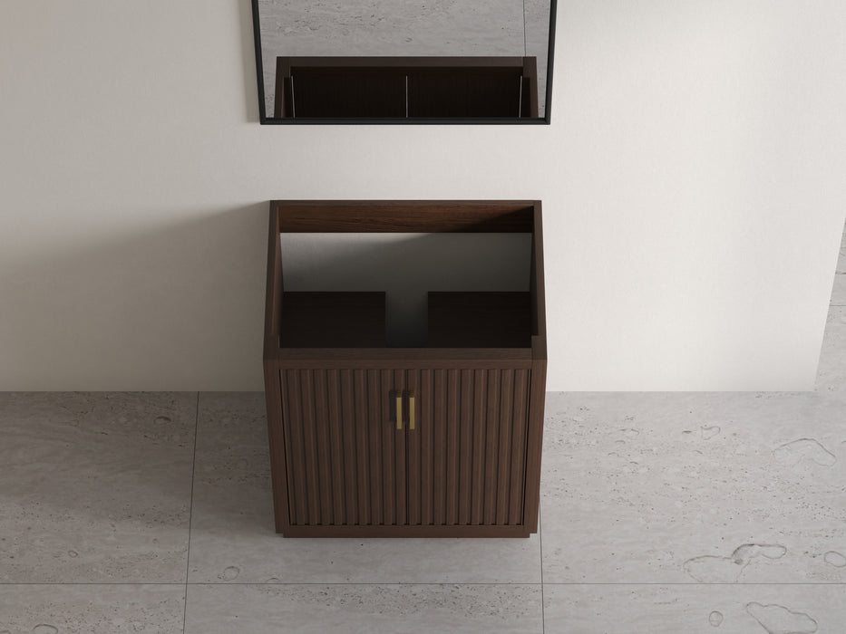 Violet - 30" Walnut , Solid Wood Floor Standing Modern Bathroom Vanity Quartz Countertop