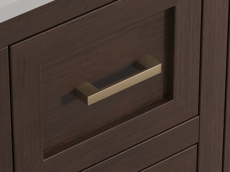 Violet- 54", Walnut , Solid Wood Floor Standing Bathroom Vanity, Quartz Countertop