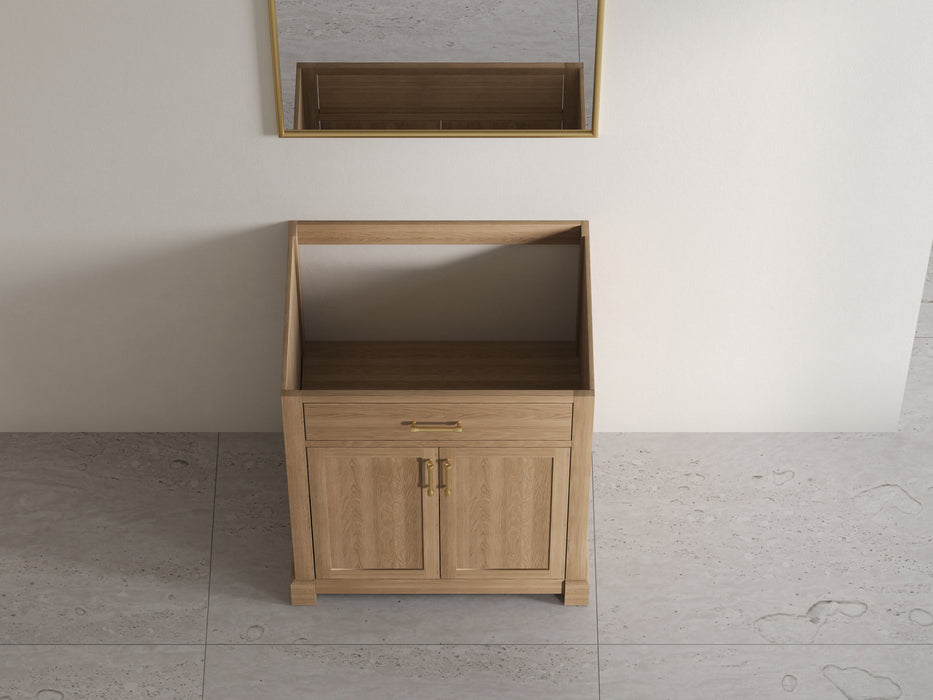 Lotus - 24" Natural Oak , Solid Wood Floor Standing Modern Bathroom Vanity Quartz Countertop
