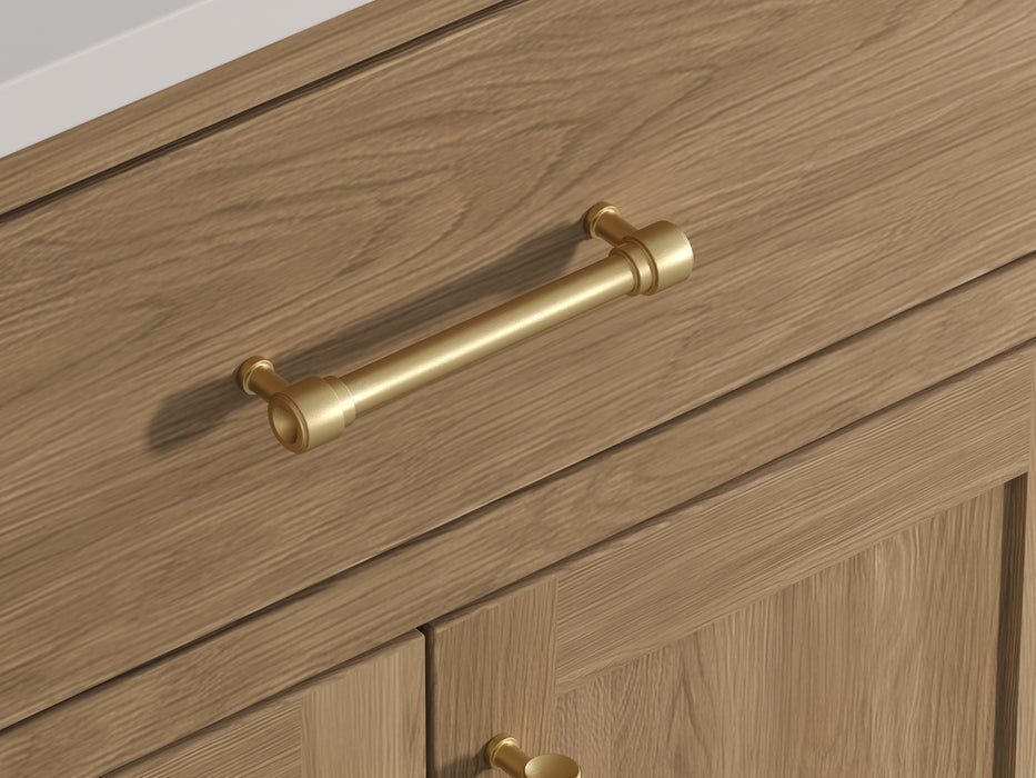 Lotus- 36" Natural Oak , Solid Wood Floor Standing Modern Bathroom Vanity, Quartz Countertop