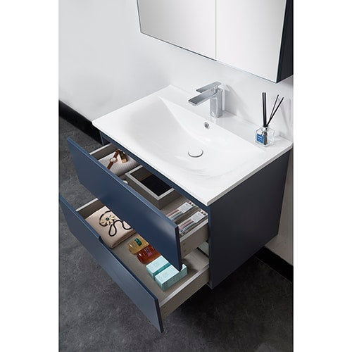 Orans 36” Single Bathroom Vanity with Artificial Stone Basin in Navy Blue