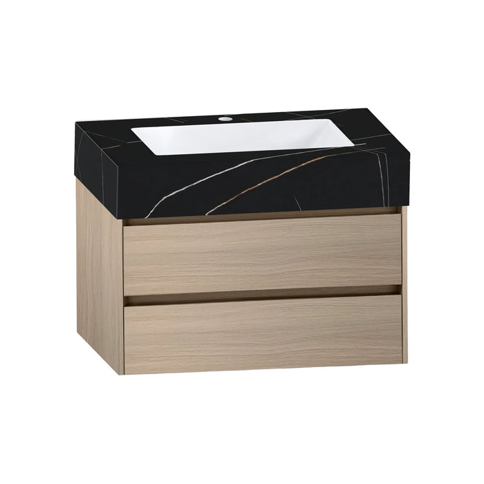 AQUA-36" LIGHT GREY OAK Wall Mount Vanity with Sintered Stone Top